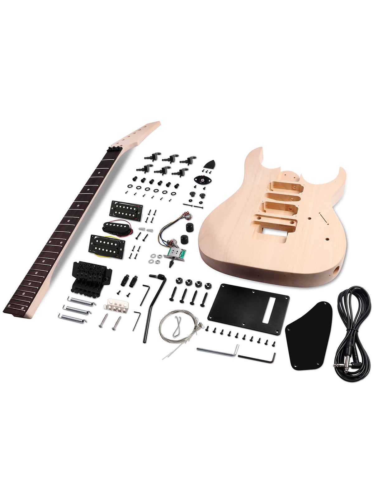 Fistrock DIY Electric Guitar Kit Beginner Kit 6 String Right Handed with Basswood Body Hard Maple Neck Poplar Laminated Fingerboard Black Hardware Build Your Own Guitar JS Series. Fistrock