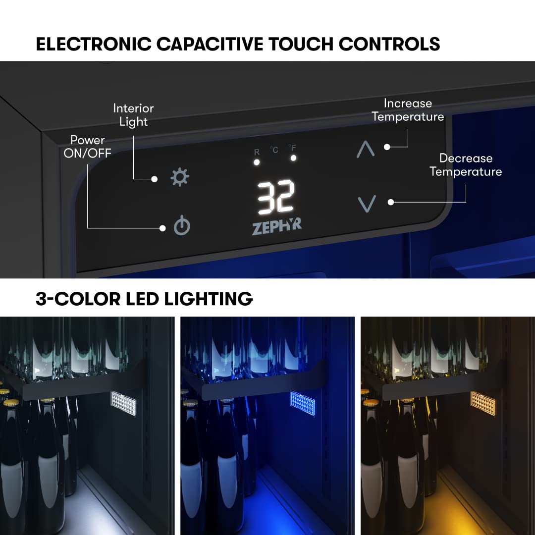 Zephyr Presrv™ 24" Stainless Steel Kegerator & Beverage Cooler - Indoor Refrigerator, Cellar Freestanding Fridge and Keg Beer Cooler - Compatible with Multiple Keg Configurations Zephyr