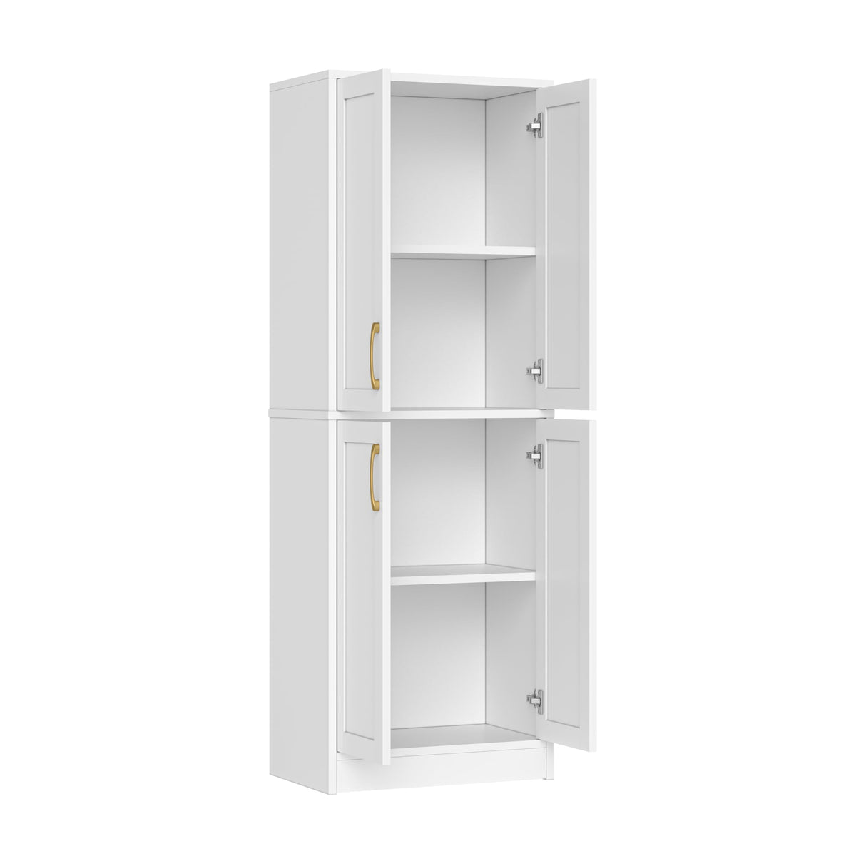 Homzbesy Pantry - Kitchen Pantry Cabinet with 4 Doors and Adjustable Shelves, Tall White Cabinet Freestanding Storage Cupboard for Dining Room Living Room, Laundry, Bathroom Homzbesy