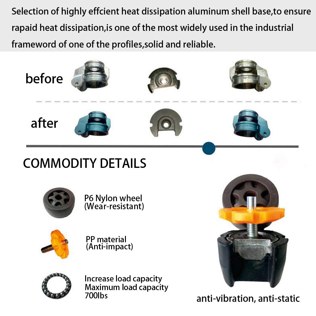 Skelang 4-Pcs Leveling Machine Casters with Nylon Wheel and Rubber Foot, Retractable Workbench Caster, Loading Capacity 2200 Lbs Skelang