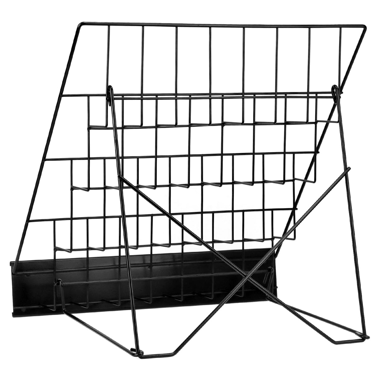 QWORK 4-Tiered Metal Book Display Stand – 18.4 x 16.6 x 14.5, Book Signing Wire Rack, Space-Saving Tabletop Cd Display Countertop Magazine Rack for Picture Literature Brochure Library Classroom QWORK