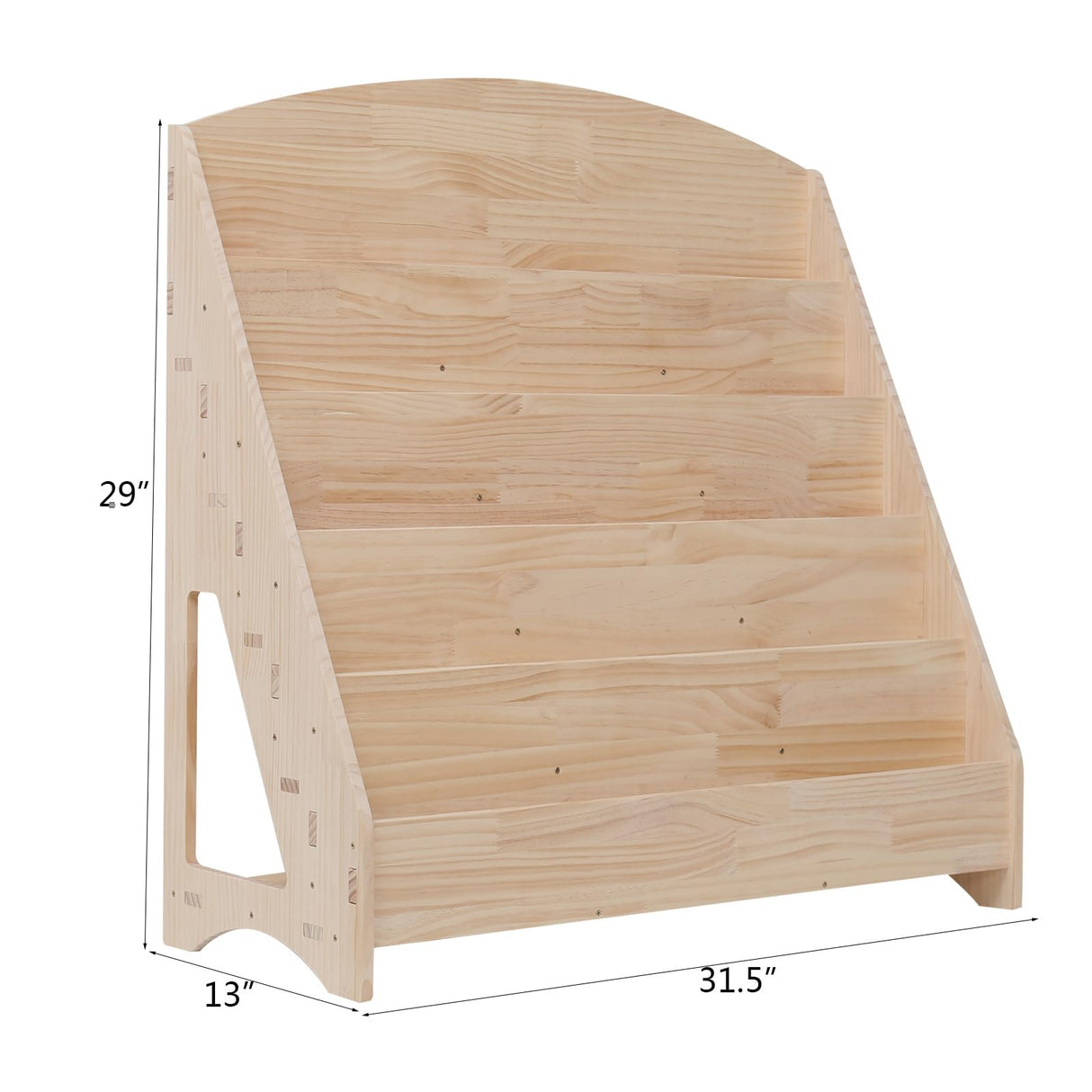 FDHUIJIA Montessori Toddler Book Shelf Organizer Single Sided Book Rack Display with Toy Storage, Children Baby Classroom Bookshelf, Kids Room bookcases cabinets & Shelves Natural Pine (31”) FDHUIJIA