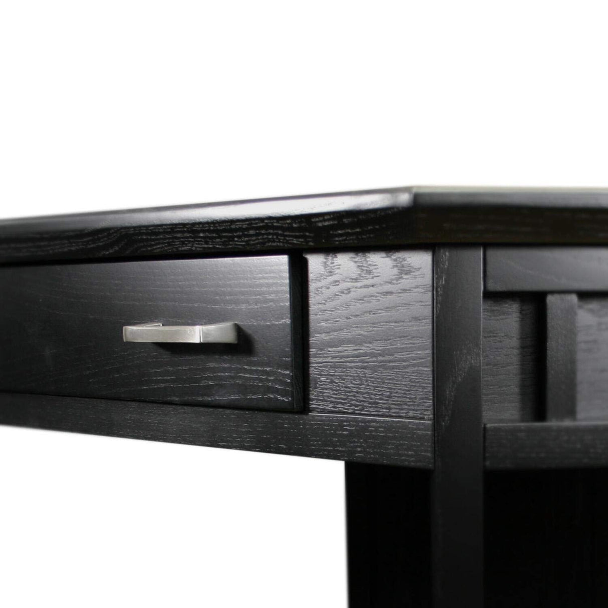 Leick Home 83430 Corner Computer/Writing Desk with Center Keyboard Drawer and Shelf, Black Oak Leick Home