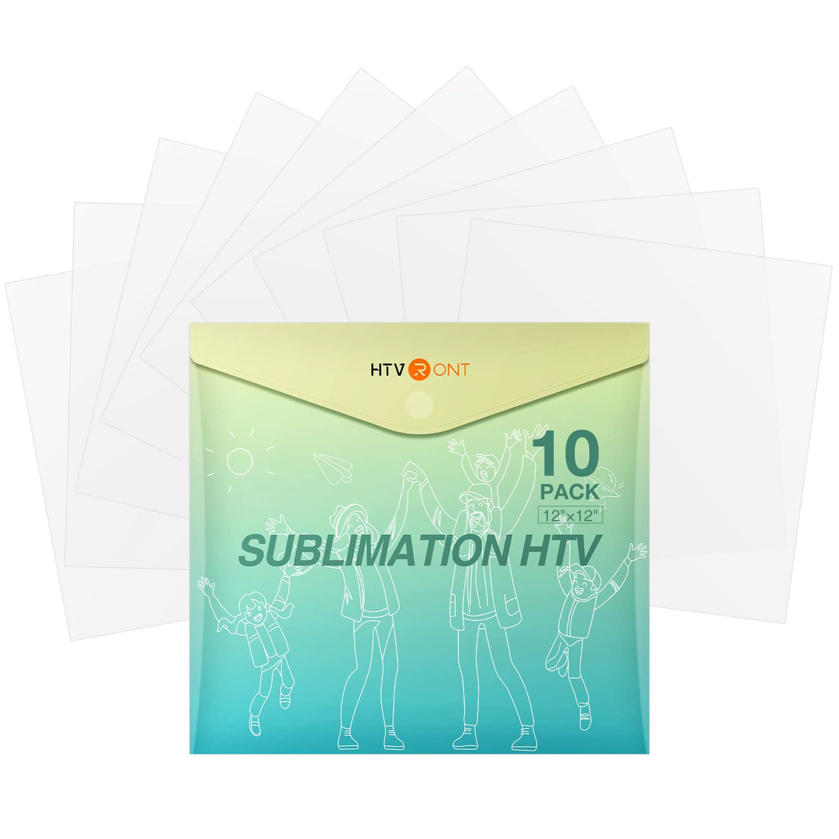 HTVRONT Sublimation Vinyl for Cotton Shirts - 10 Pack 12"x12" Matte Clear HTV Vinyl for Sublimation - Wash Durable Clear Dye Sub HTV HTVRONT