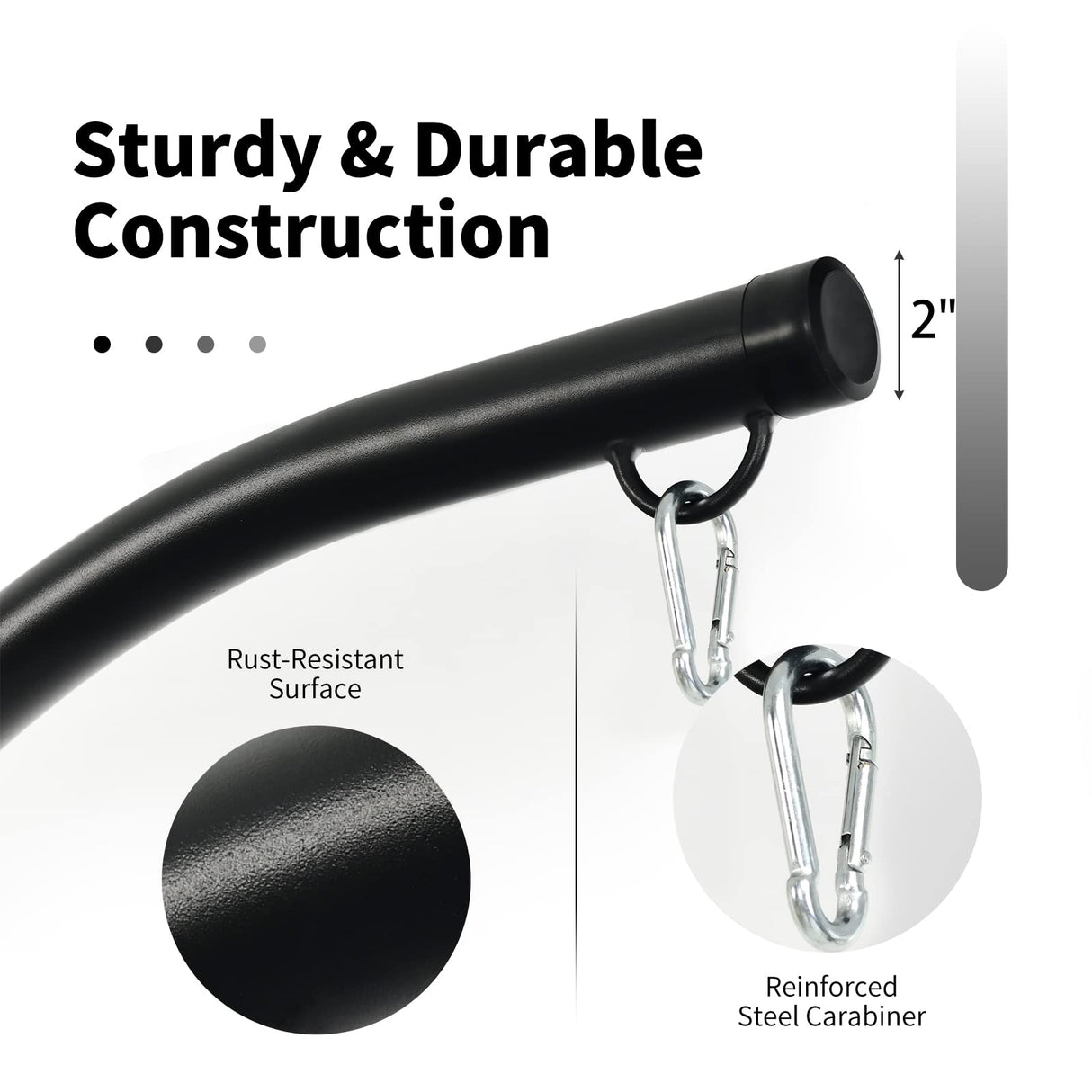 Giantex Hammock Chair Stand Only, Heavy Duty Steel C-Stand for Hanging Chair, 360° Rotation Egg Chair Stand W/Carabiner, 2" Diameter Steel Pipe, 81.5" H Stand for Swing Chair Outdoor Indoor Giantex