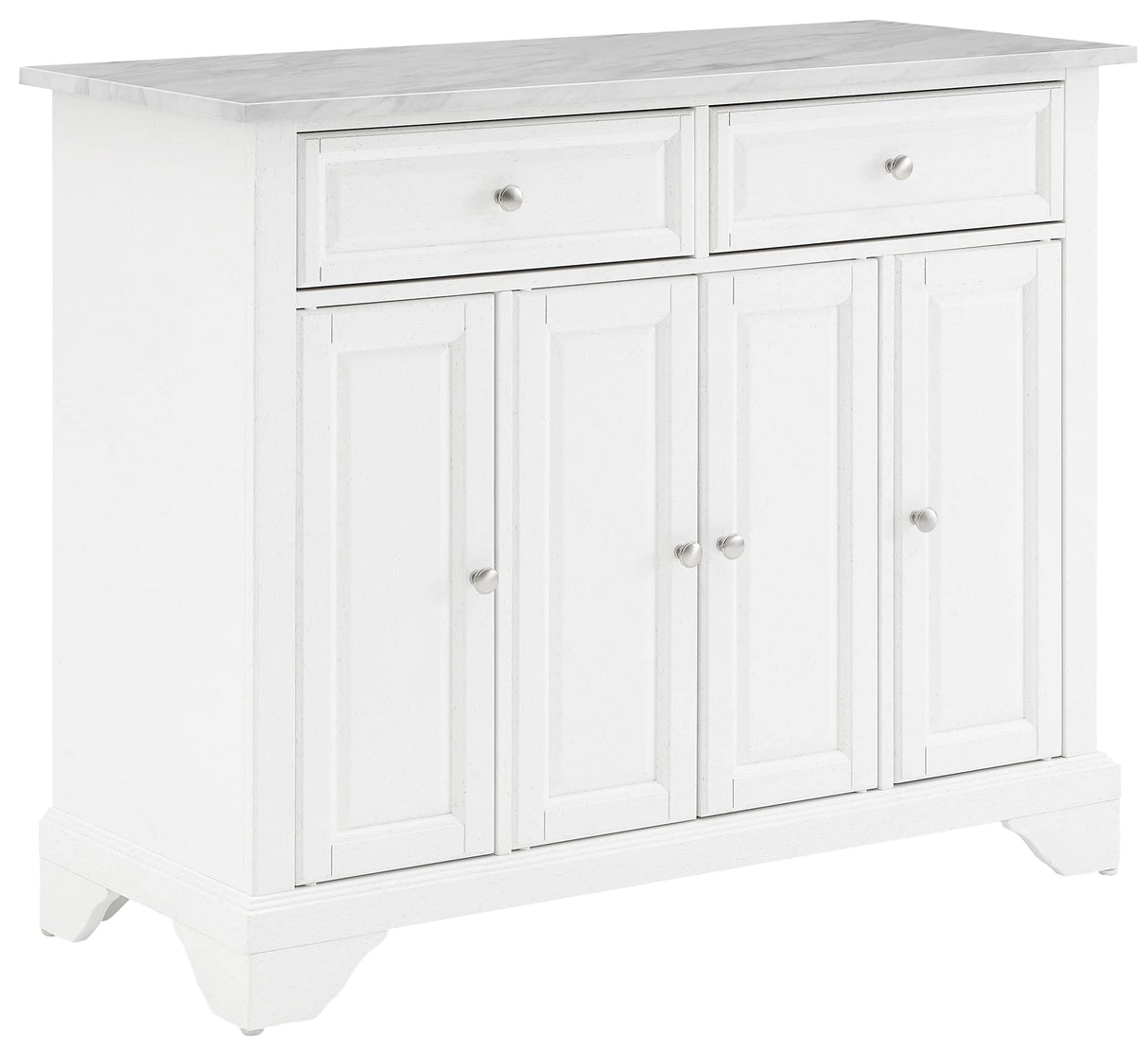 Crosley Furniture Avery Rolling Kitchen Island Storage Cart with Shelves, Microwave Stand, Coffee Bar, Distressed White Crosley Furniture