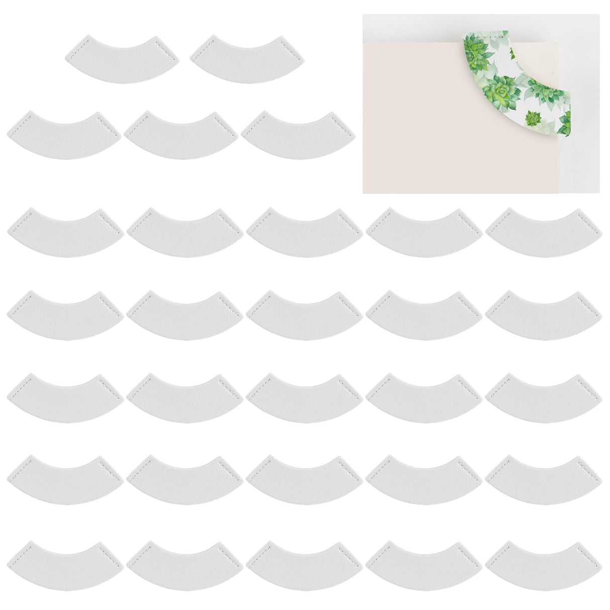 Framendino, 30 Pack Sublimation PU Leather Corner Bookmark Round Bow White Bookmark Blanks for DIY Craft Framendino