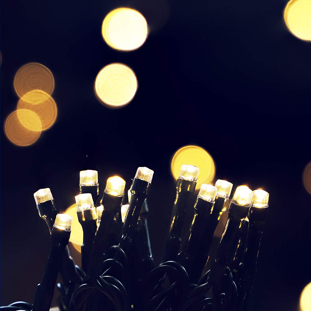 MYGOTO 33FT 100 LEDs String Lights,Green Wire Waterproof Fairy Lights 8 Modes 30V UL Certified Plug in Xmas Lights for Home, Garden, Wedding, Party, Christmas Decoration Indoor Outdoor (Warm White) Hopolon