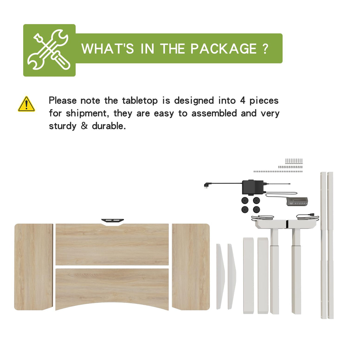 Radlove Dual Motors Height Adjustable 63 x 30'' Electric Standing Desk with Curved Design Stand Up Table 4 Memory Keys, Computer Desk with Splice Board Home Office Desk, Oak Top + White Frame Radlove