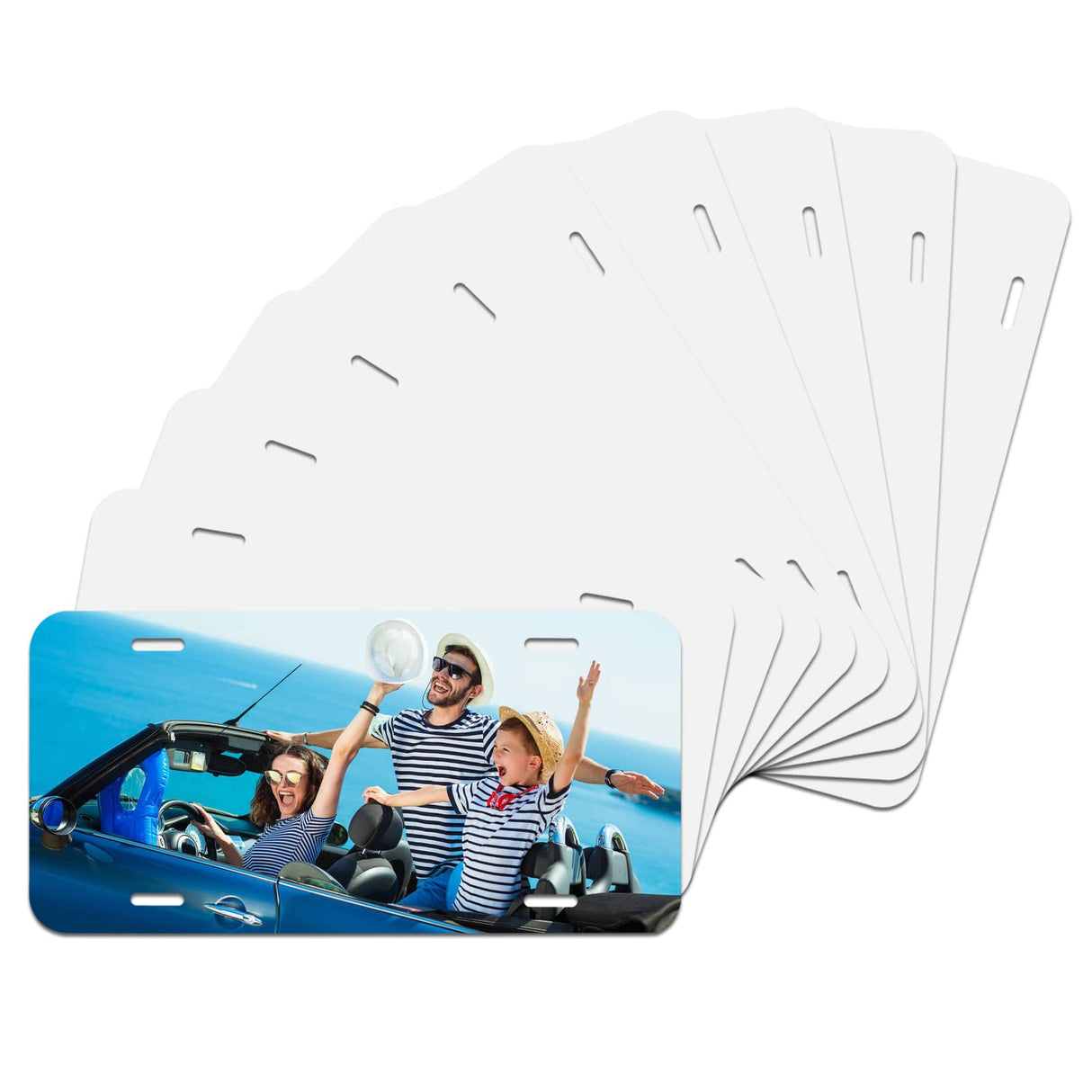 10 Pack Sublimation License Plate Blanks,Thickness 0.65mm Heat Thermal Transfer Sheet DIY Picture Sublimation Blank,Metal Aluminum Automotive License Plate Plates Tag for Custom Design Work- White XIHEYOMI