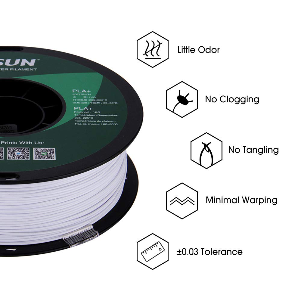 eSUN PLA PRO (PLA+) 3D Printer Filament, Dimensional Accuracy +/- 0.03mm, 1kg, Plastic Spool, 1.75mm, Cool White eSUN