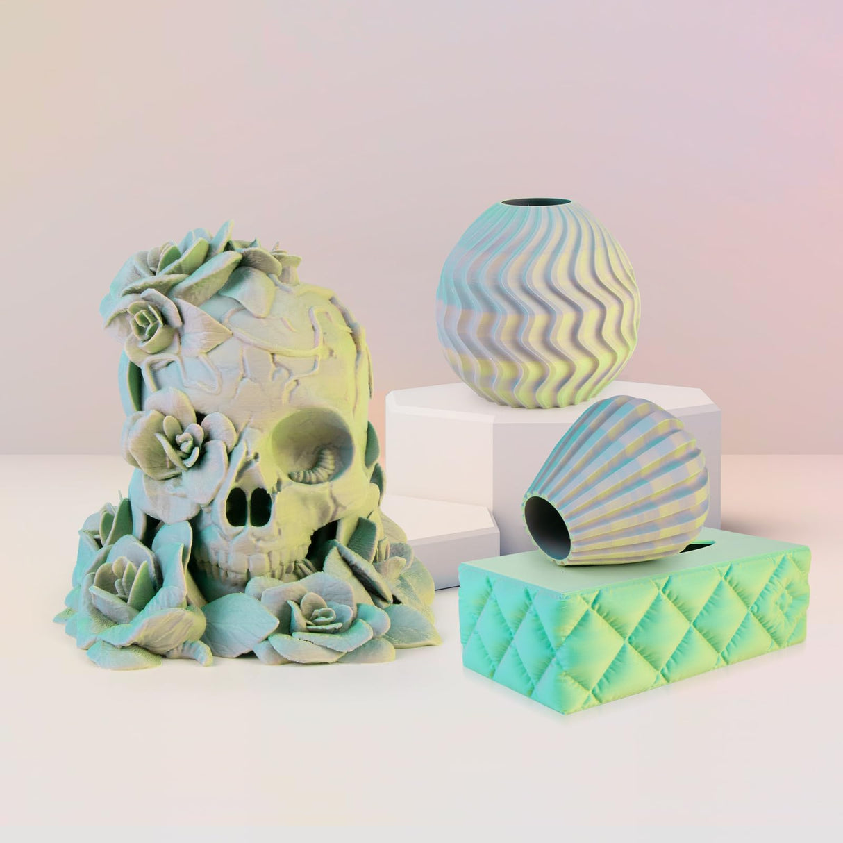 iSANMATE Matte 3D Printer Filament, 3-in-1 Color Rainbow Filament, Coextrusion 3D Filament, Rapid Magic Color Change Filament 1.75mm, Dimensional Accuracy +/- 0.03 mm, Moonstone 1KG/Spool iSANMATE