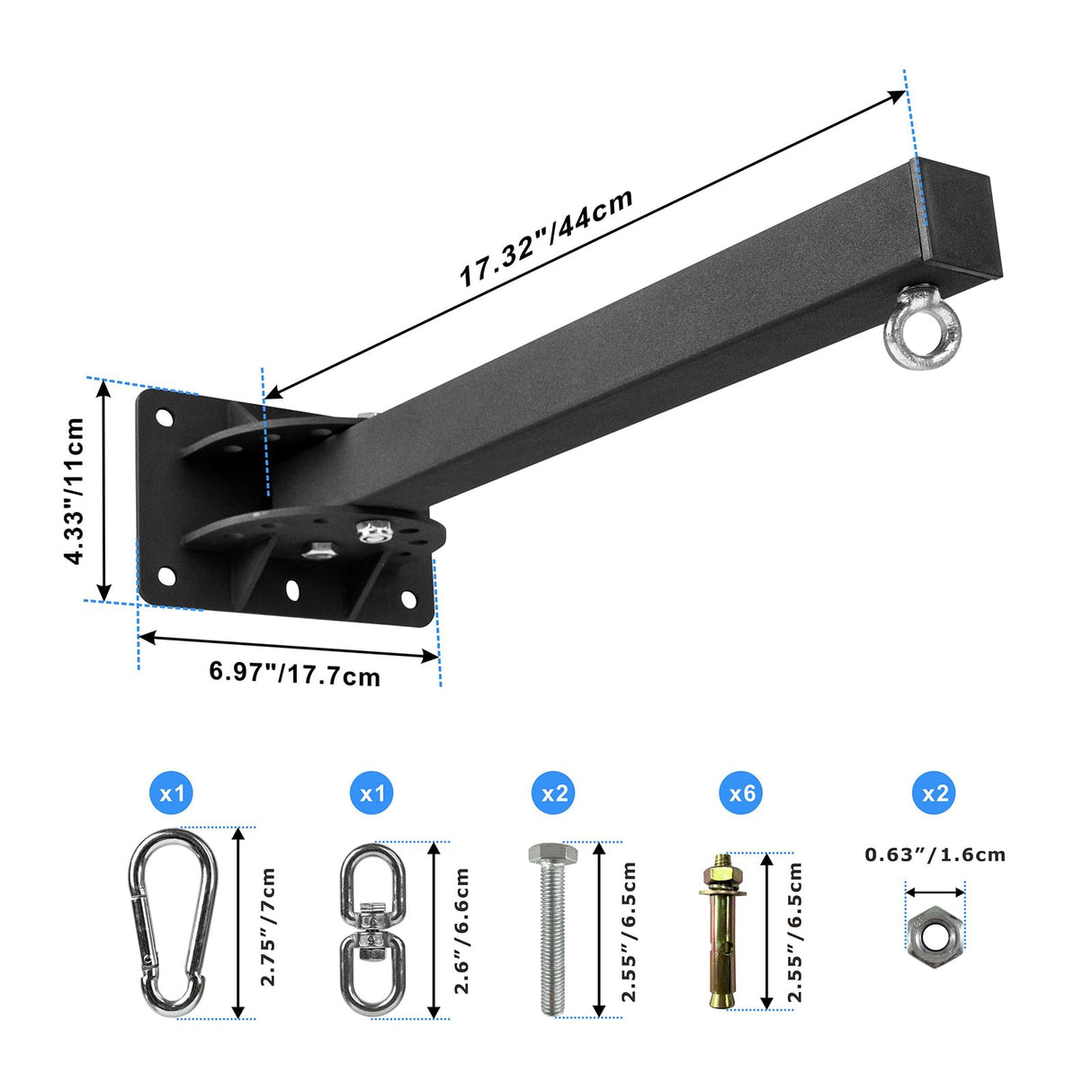 KSWLOR Heavy Punching Bag Wall Mount Hanger, Heavy Duty Boxing Bag Bracket, 360 Swivel Hook Punching Bag Mount Stand for Home or Gym Muay Thai and MMA Training(7 Adjustable Positions) KSWLOR