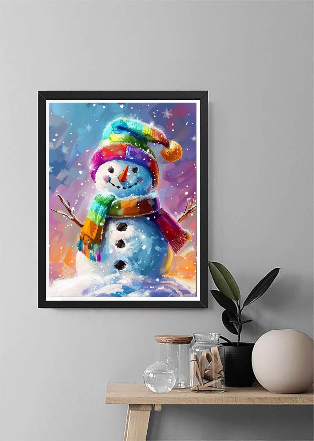 Diymood Paint by Numbers Kits for Adults Christmas, DIY Oil Painting Snowman Acrylic Paint by Number for Adults Beginner with Brushes for Home Wall Decor 16x20 inch Diymood