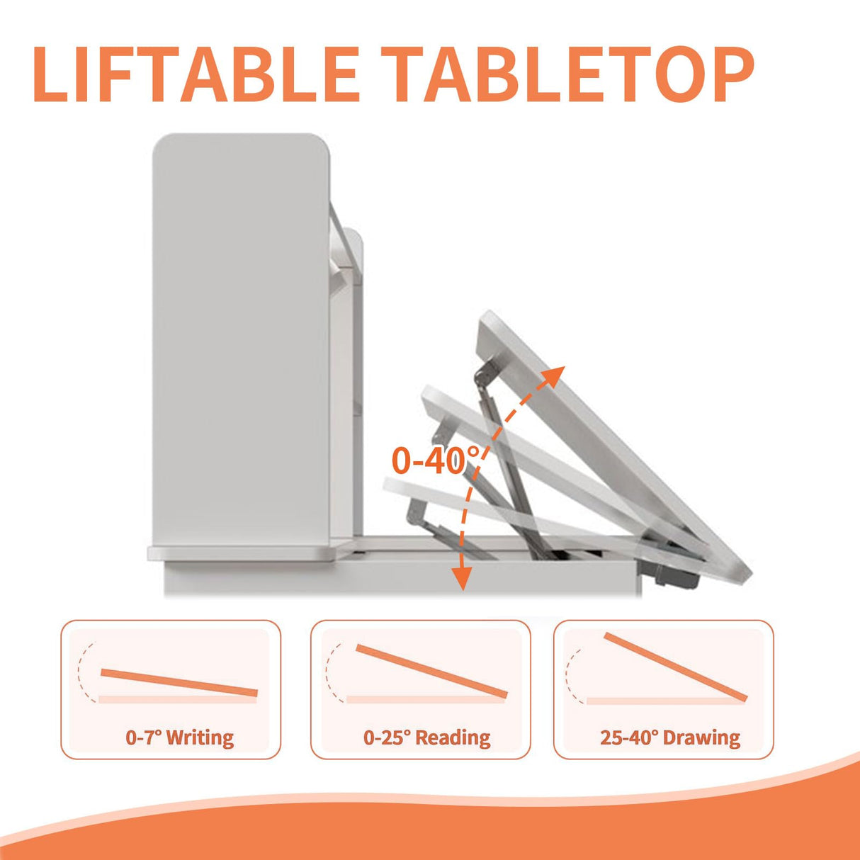 PAKASEPT Kids Desk and Chair Set,Kids Study Desk with 3-Color Lights(Not Rechargeable),Tiltable Desktop,Multi Functional Table for Kids 5-12,Student Writing Desk with Hutch,Storage Cabinet for Bedroom PAKASEPT