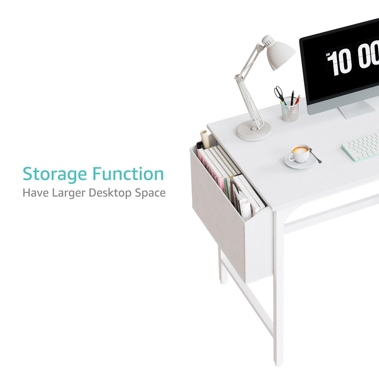 Lufeiya White Small Desk with Drawers - 40 Inch Computer Desk for Small Space Home Office, Modern Simple Study Writing Table PC Desks Lufeiya