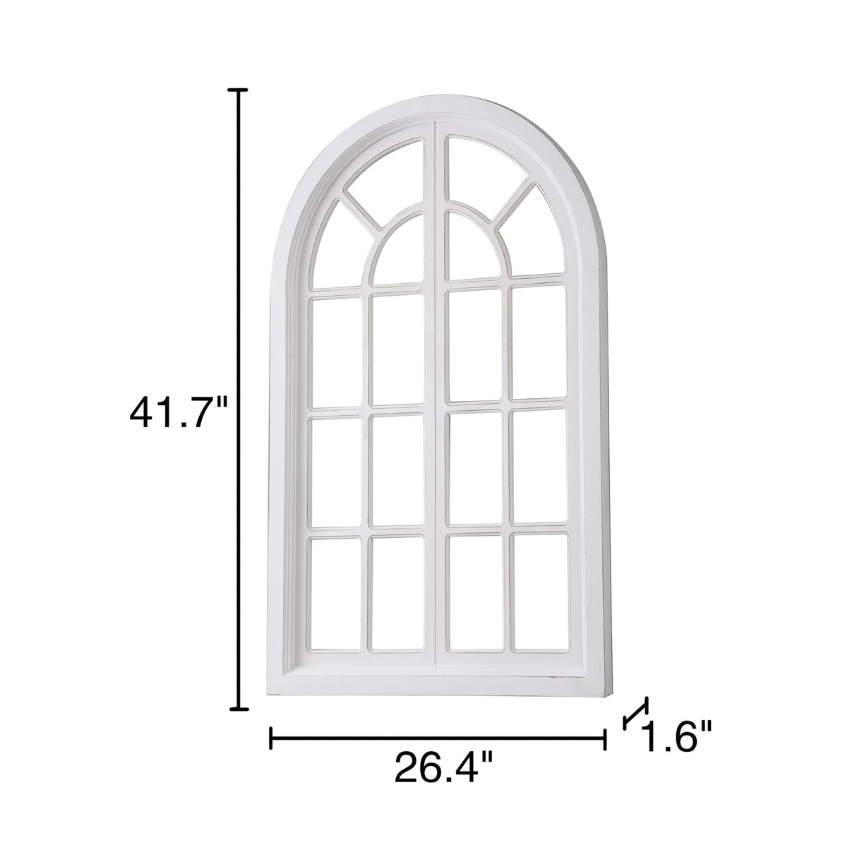 Sintosin Rustic Arched Window Frame Wall Decor 42 X 26 Inch, Hanging Distressed White Large Wooden Cathedral Window Pane for Wall Decor, Handmade Farmhouse Wall Decor for Living Room Bedroom Hallway Sintosin