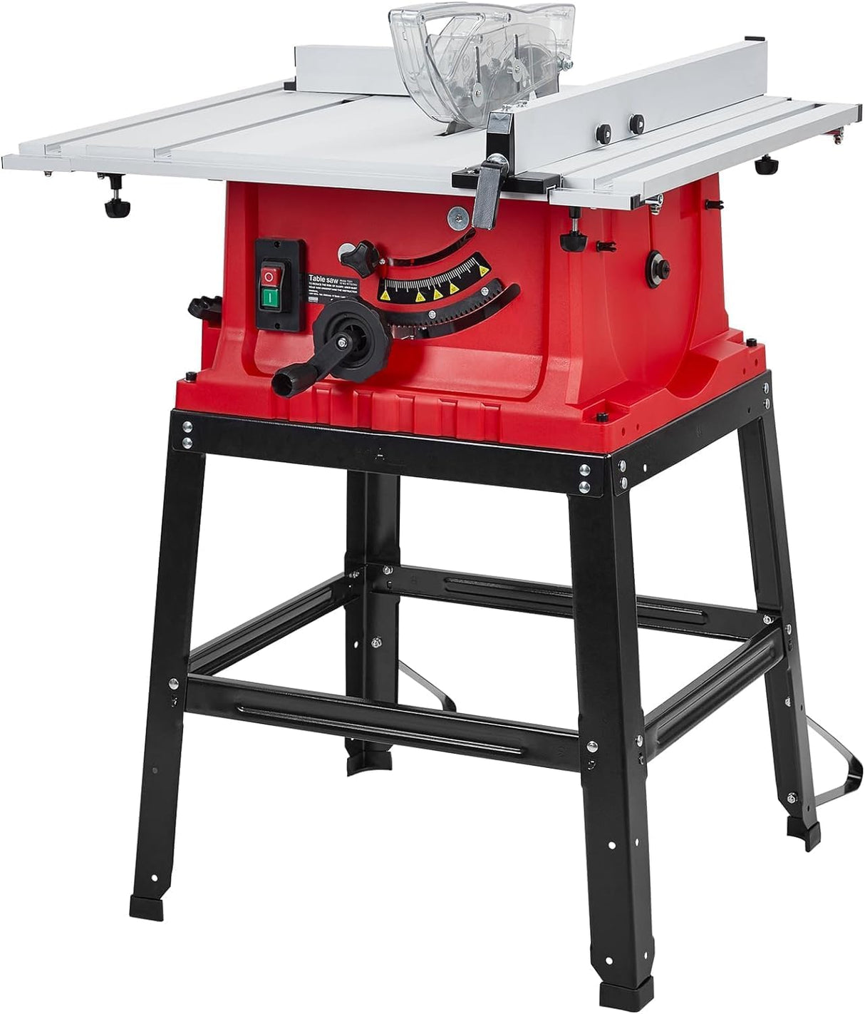 TROPOW 10 Inch Table Saw, 90°Cross Cut & 0-45°Bevel Cut, 5000RPM Portable Tablesaw with Stand & Port for Connecting Dust Collector, Adjustable Blade Height Wood Saw with 36" X 25" Working Surface, Red TROPOW