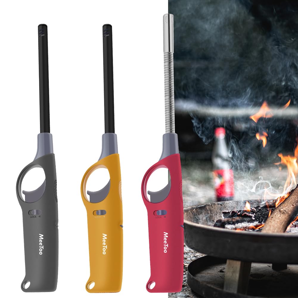 Multi-Purpose Lighters, 3 Pack Refillable Butane Lighters for Survival Camping Fishing (No Butane Fuel Inside) MEETOO
