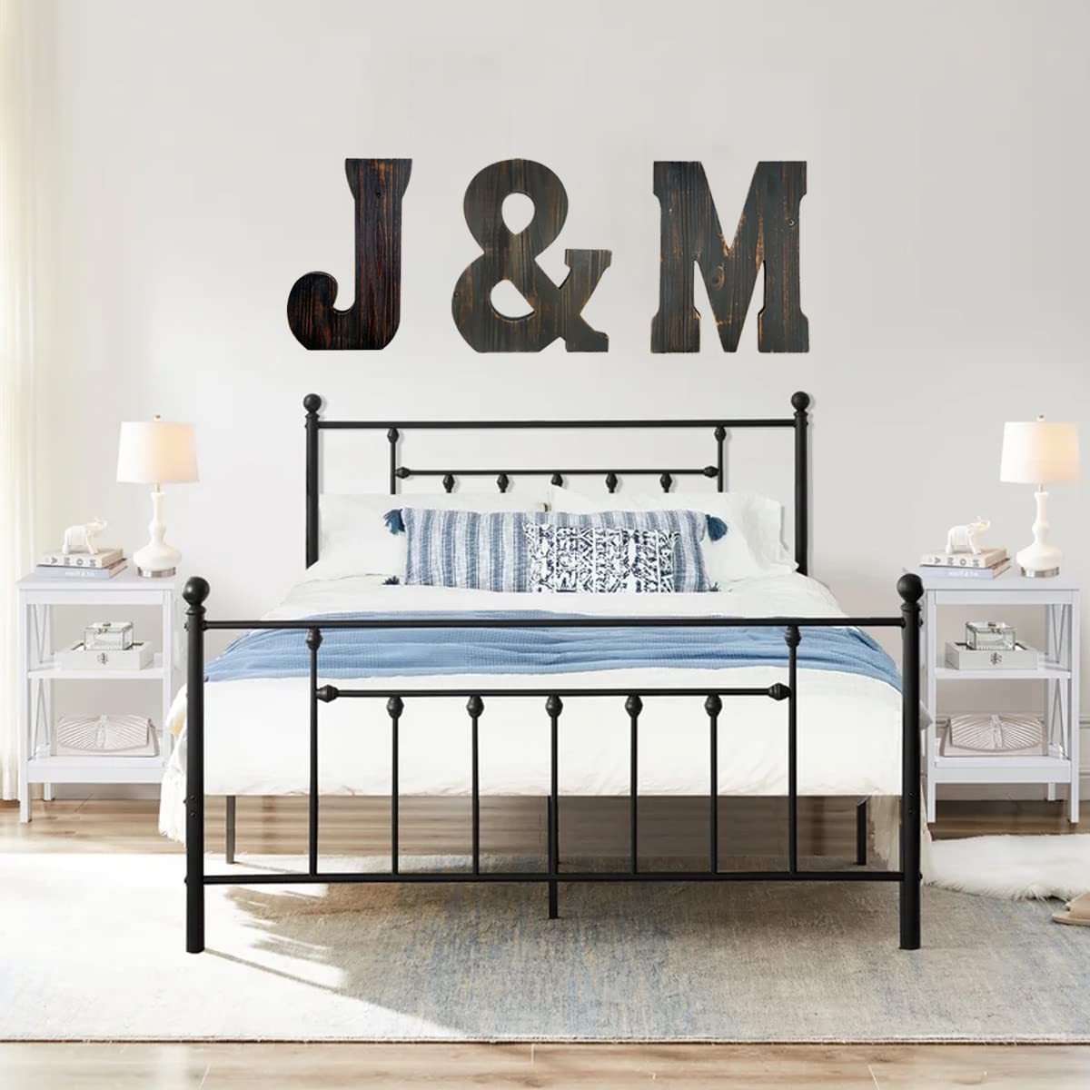 Big Letter Wall Art for Living Room, Bathroom, Bedroom, and Home Decor, Rustic Farmhouse Lettering for Family Last Names, Large Decorative Wood, 14” x 10” (Big M) ABELOTS