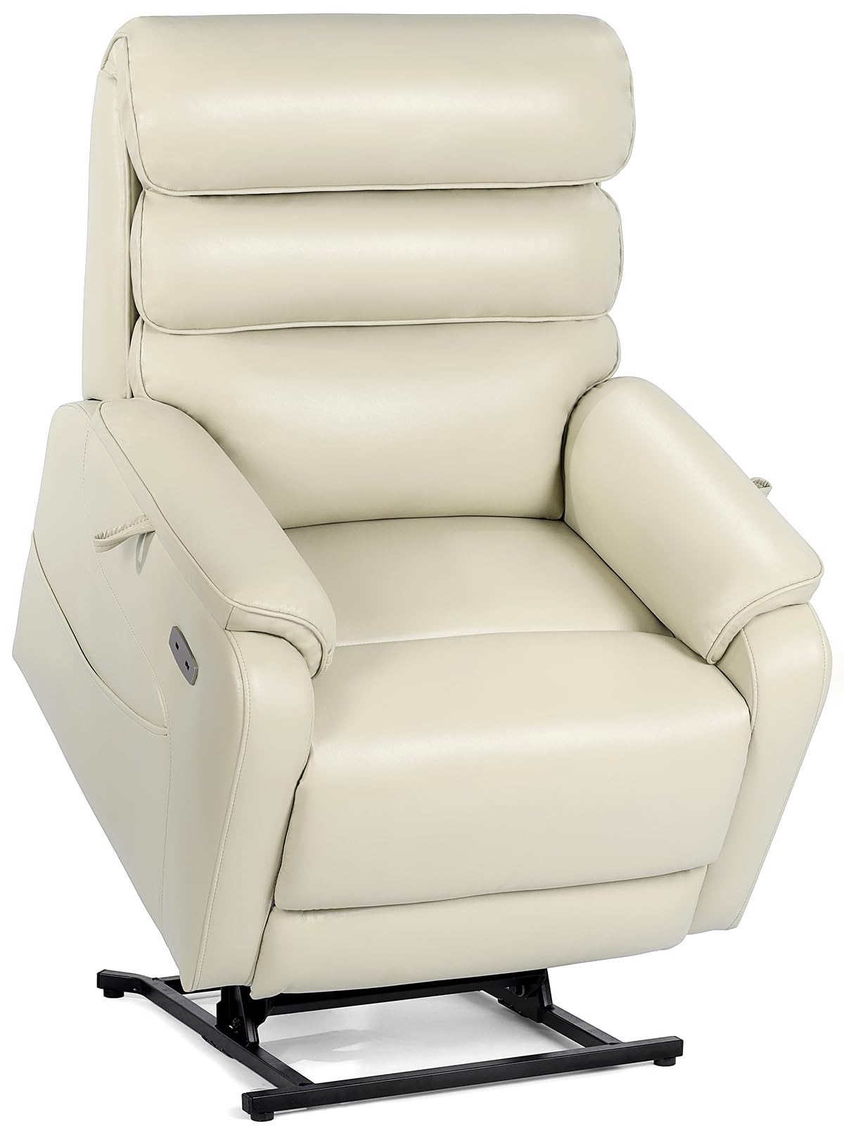 EONIX Wide Lay Flat Power Lift Recliner Chair for Elderly, 400lbs Heavy Duty Lift Chairs with Heat and Massage Charging Ports, Oversized Dual Motor Power Recliner for Adults, LRY004063, Cream White EONIX