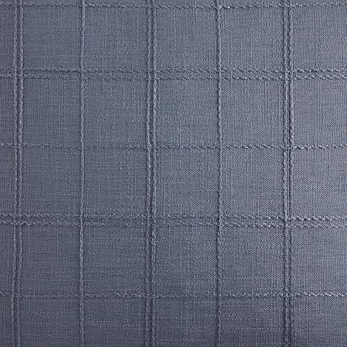 ZeeMart Linen Checked Lumbar Throw Pillow Covers Set of 2, 12x20 Inch Blue/Cream, Farmhouse Decorative Single Sided Grid Embroidered Couch Pillow Cases Dusty Blue Cotton Linen Cushion Covers ZeeMart