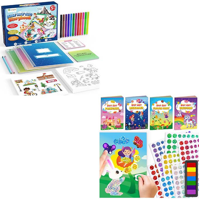 D-FantiX My Storybook Art Kit & Dot Art Sticker Book Kits with Ink Pad D-FantiX