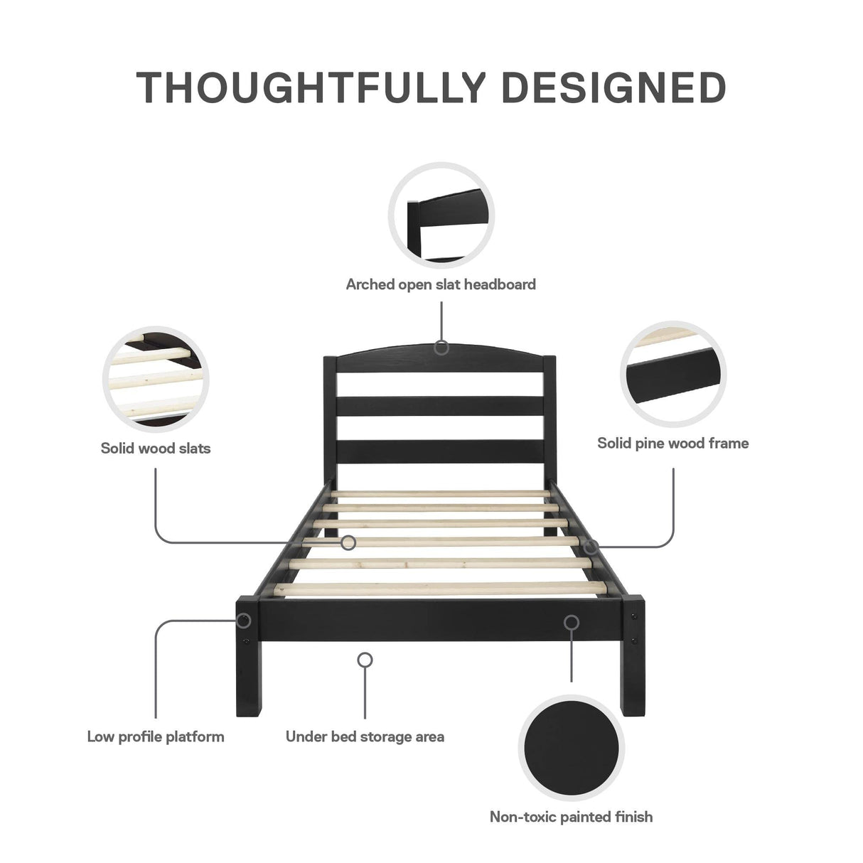 DHP Asia DA7428-BK Bed, Twin, Black DHP