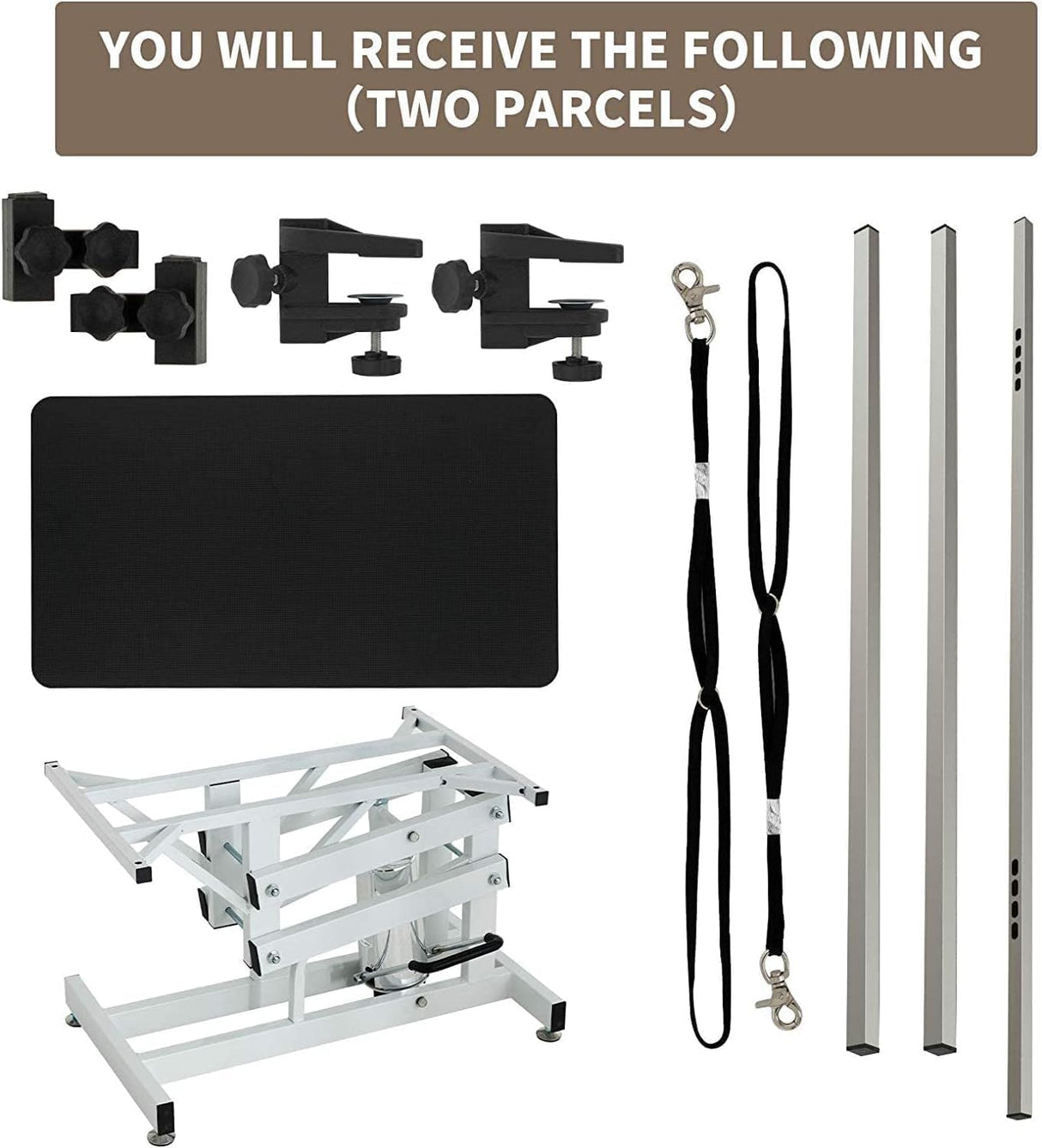 TRODEP 42.5" Hydraulic Dog Grooming Table for Large Dogs Heavy Duty Height Adjustable Dog Grooming Table with Gantry Arm & Noose Height Range 21-36 inch Purple TRODEP