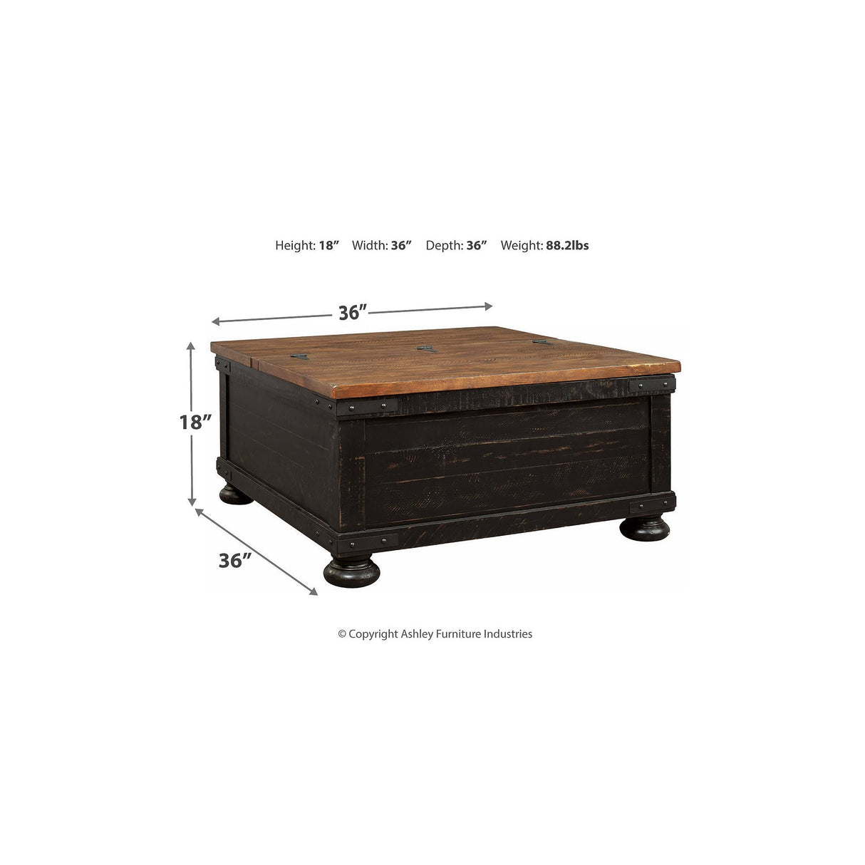 Signature Design by Ashley Valebeck Farmhouse Lift Top Coffee Table with Storage, Distressed Brown & Black Finish Signature Design by Ashley