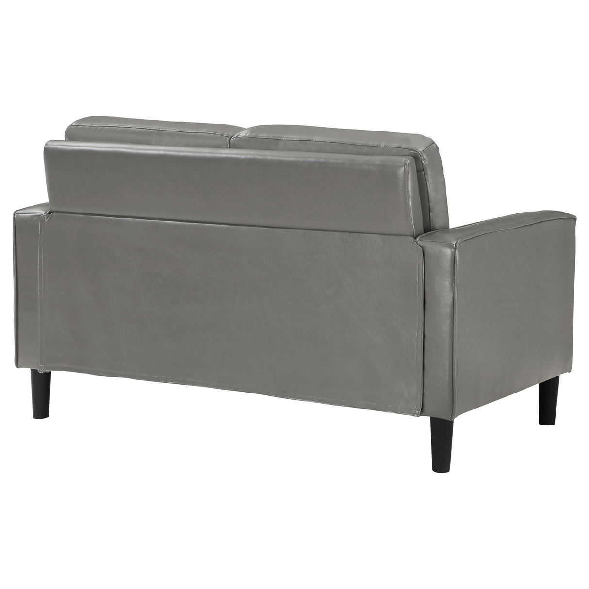 Coaster Home Furnishings - Ruth - Faux Leather - Upholstered Loveseat with Track Arms, Foam-Filled Cushions, and Straight Tapered Legs - Living Room - Gray - 508366 Coaster Fine Furniture