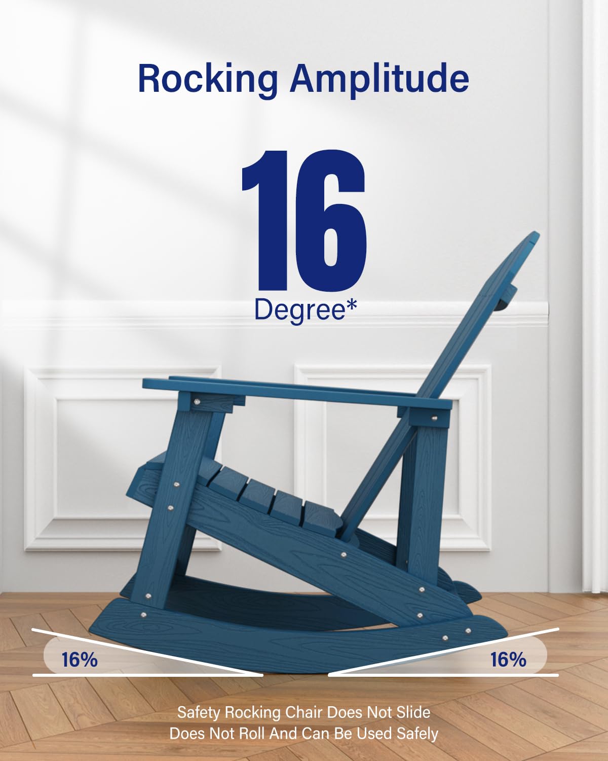 YEFU Outdoor Rocking Chair,Adirondack Rocking Chair,Patio Rocker Chair with Wide Back,Oversized Rocker Chair Look Like Real Wood, for Lawn, Porch, Backyard, Indoor and Garden(Navy Blue) YEFU