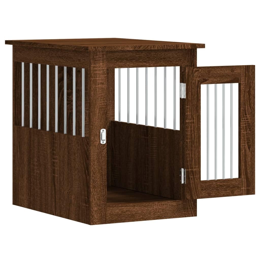 vidoXL Dog Crate Furniture - Indoor Puppy Kennel & End Table - Brown Oak Engineered Wood - 17.7"x24.4"x23.2" - Safe & Stylish Pet Crate for Living Room vidaXL