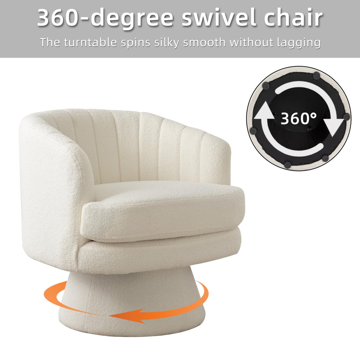 CANMOV Swivel Accent Chair with Armrest, Modern 360 Degree Swivel Barrel Chair with Curve Back and Soft Cushion,Comfy Round Sherpa Teddy Armchair Single Sofa for Living Room,Bedroom,Waiting Room,Beige CANMOV