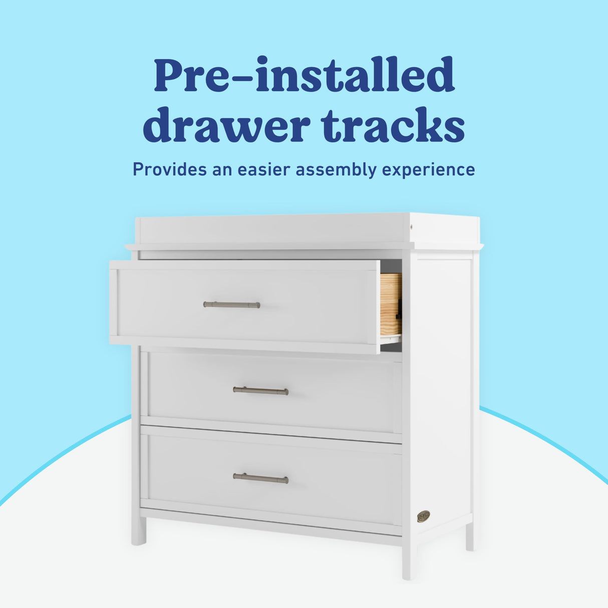 Graco Classic 3 Drawer Changing Table Dresser (White) - GREENGUARD Gold Certified Baby Dresser with Changing Table Top, Includes Interlocking Drawer System Graco