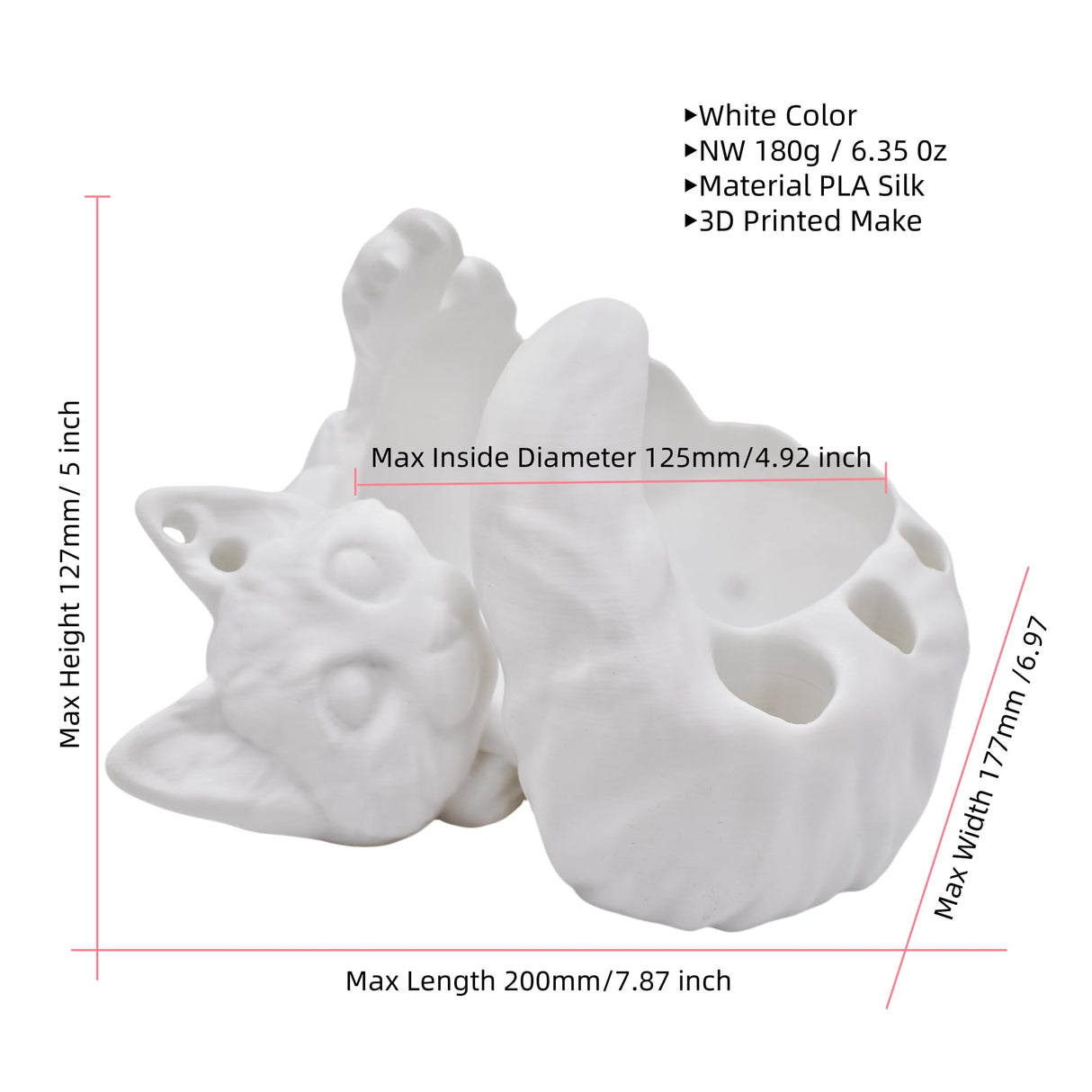 ThinkThings 3D Printed Yarn Bowl For Crocheting, Large Capacity Storage Container for Candy Keychain Accessories On Desk, Lovely Sleeping Cat Ornaments, Special Crochet Bowl, Pets Feeding Bowls ThinkThings