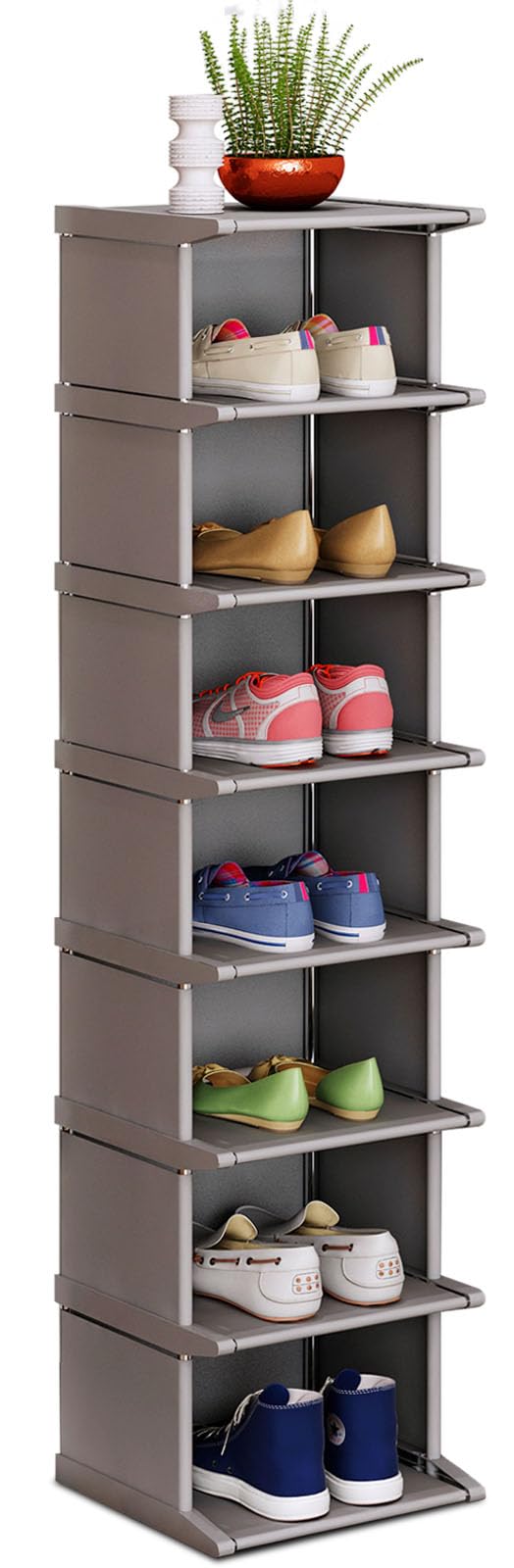 KANAV 8 Tiers Shoe Rack - Vertical Narrow Shoe Shelf Storage Organizer Sturdy Space Saving - Tall Narrow Shoe Rack for entryway Closet Hallway KANAV