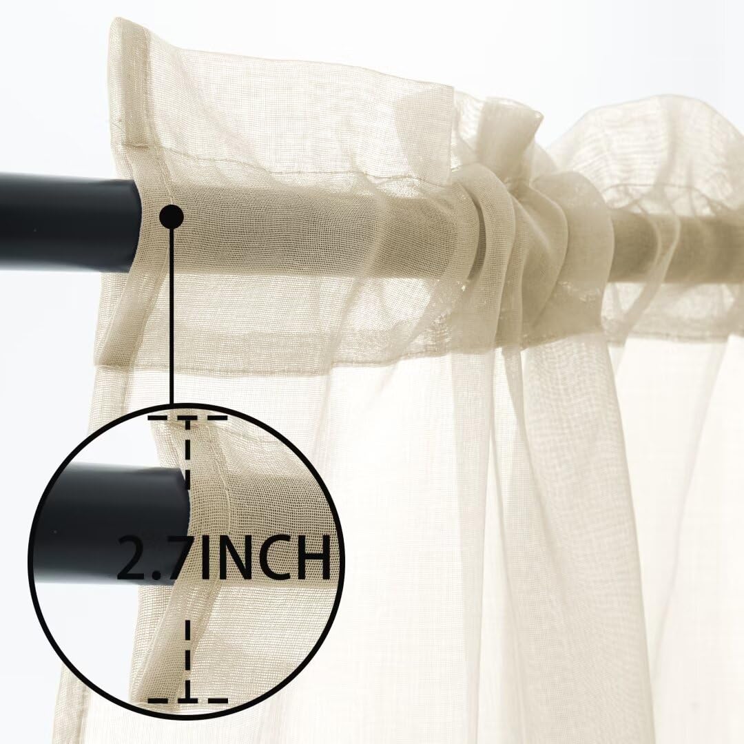 youleyar Sheer Outdoor Curtains for Patio Waterproof 2 Panels Linen Look Rod Pocket Indoor Ivory Voile Curtain for Living Room, Bedroom, Porch, Pergola, Cabana, Gazebo(52x84 Inch, Ivory) youleyar