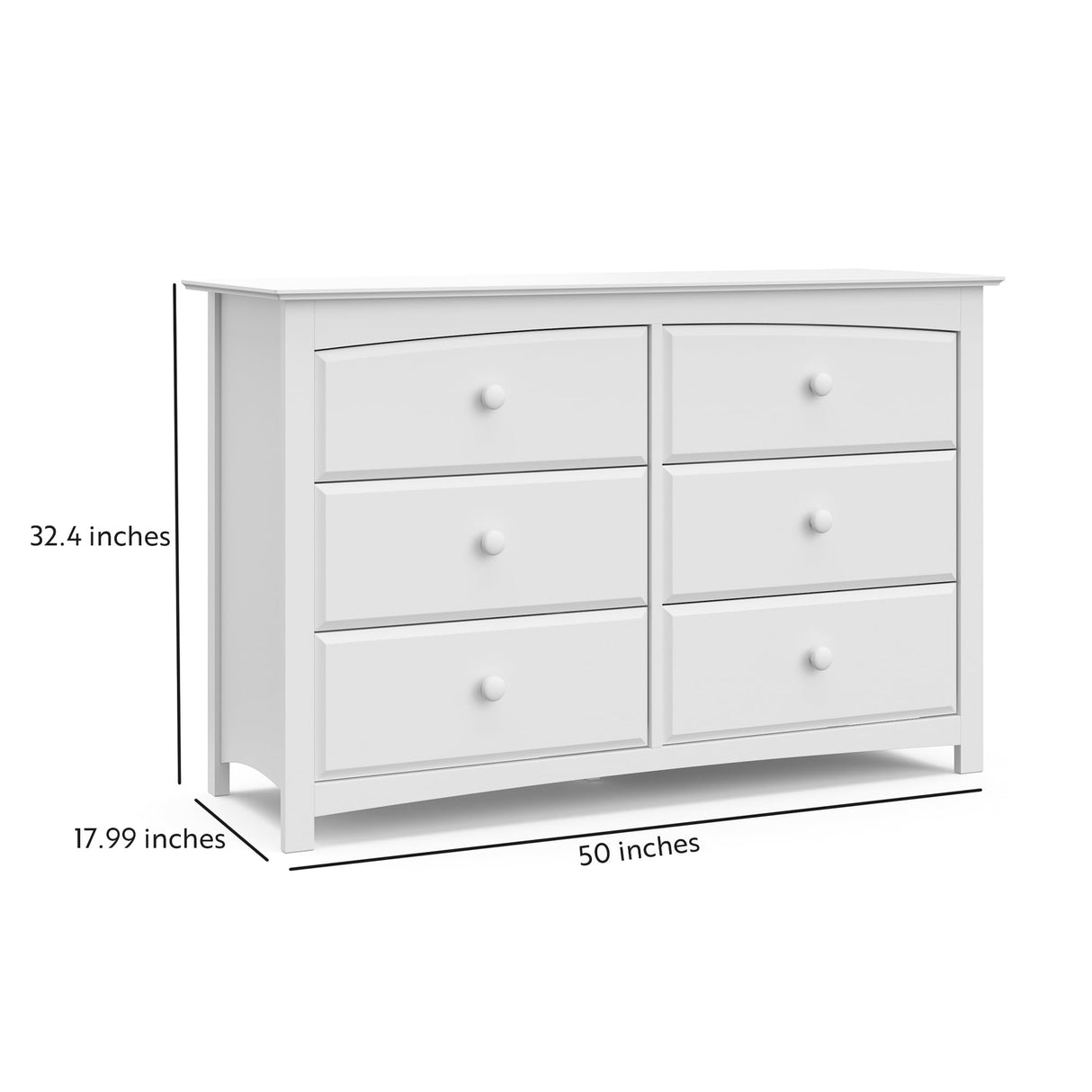 Storkcraft Kenton 6 Drawer Double Dresser (White) For Kids Bedroom, Nursery Dresser Organizer, Chest Of Drawers For Bedroom, Universal Design For Children’s Bedroom STORKCRAFT