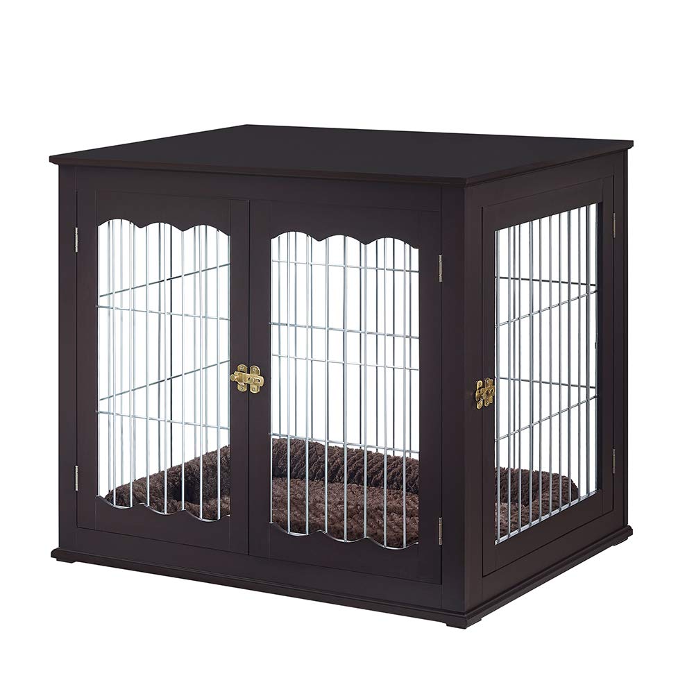 unipaws Furniture Style Dog Crate for Medium Large Dogs, Indoor Aesthetic Dog Stuff Kennel, Modern Decorative Wood Wire Pet House Dog Cage, Pretty Cute End Side Table Nightstand, Espresso… unipaws