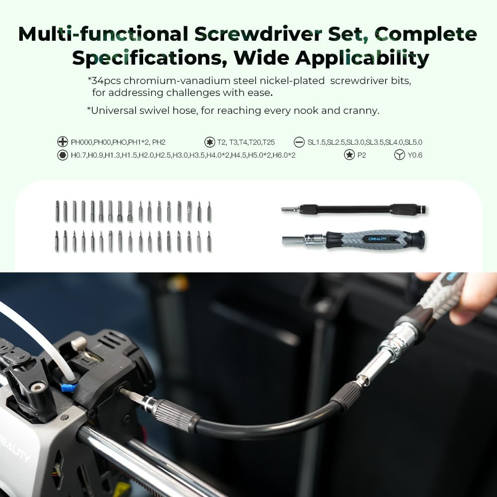 Creality 3D Printer Tools Kit, 74 Pcs in 1 3D Printing Tool Wrap Kit Assembly/Removal/Finishing/Filament Cutting Set with Nozzle Cleaning Kit 3D Printer Accessories for All FDM 3D Printers Creality