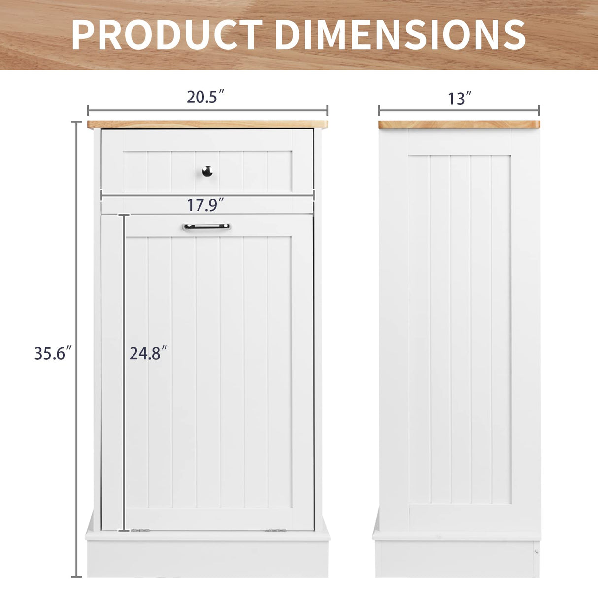 Betterhood Tilt Out Trash Cabinet 10 Gallon Wooden Free Standing Laundry Sorter Cabinet,Recycling Cabinet with Hideaway Drawer,Tilt Out Trash Cabinet Can Bin Kitchen (White) Betterhood