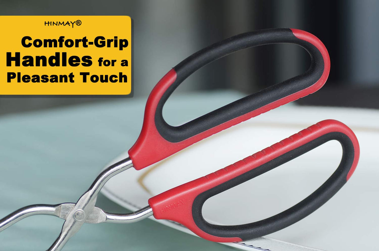 HINMAY Stainless Steel Scissor Tongs 10-Inch and 12-Inch Set, Set of 2 HINMAY