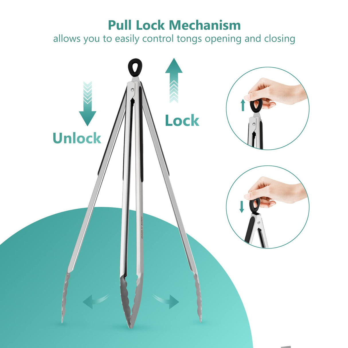 Grill Tongs, 17 Inch Extra Long BBQ Tongs, Premium Stainless Steel Metal Tongs for Cooking, Grilling, Barbecue/BBQ, Buffet (17", 1PC) DAILY KISN