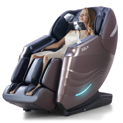 RELX 2025 Massage Chair Full Body, 15 Modes Zero Gravity SL-Track Shiatsu Massage Chair Built-in Heat System, Airbag Massage with Body Scan, Deep Yoga Stretch, Calfrest Extension and AI Control(Brown)