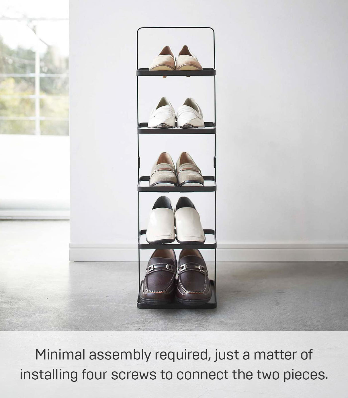 Yamazaki Home, Tall | Steel Shoe Rack, Black YAMAZAKI