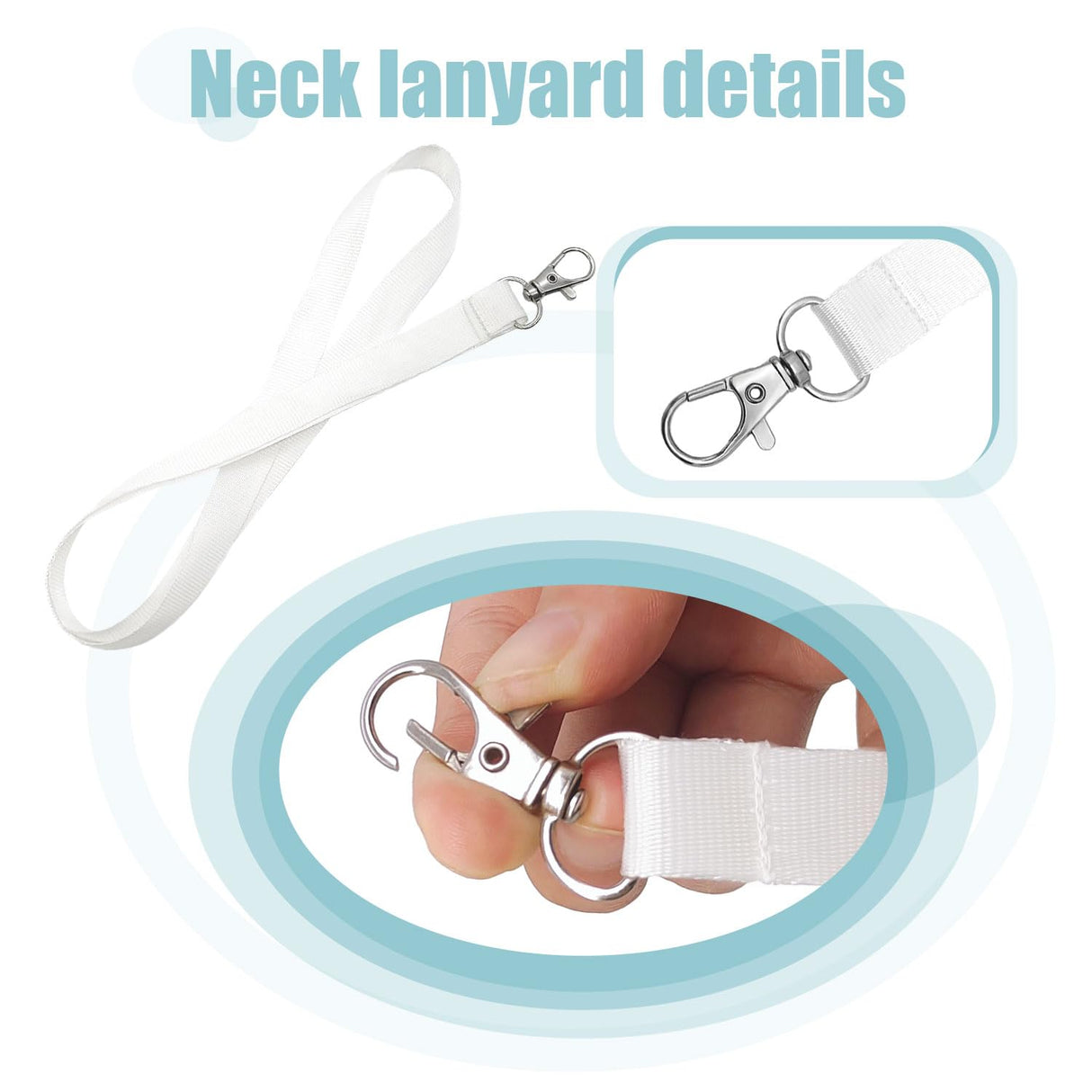 YOUKE OLA 100 Pack Sublimation Lanyards Blank Bulk Sublimation Lanyards with Swivel Hooks Neck Lanyards Heat Transfer Lanyard for ID Badge Holder Keychain as Christmas Gifts, White YOUKE OLA