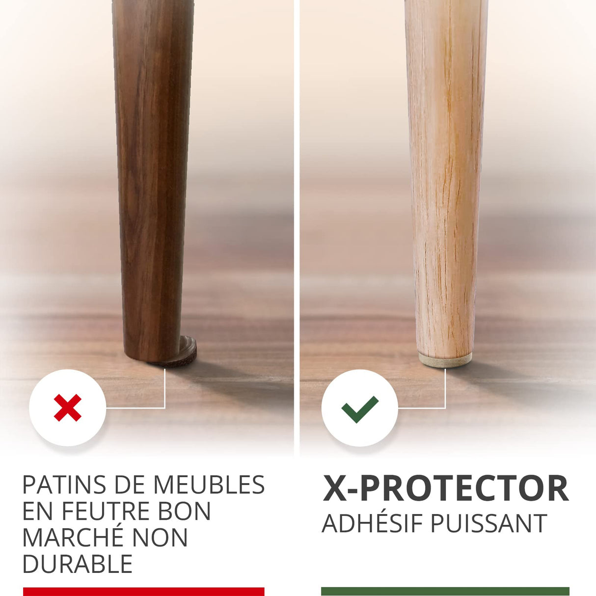 Felt Furniture Pads X-PROTECTOR 133 PCS Premium Furniture Pads - Felt Pads Furniture Feet Best Wood Floor Protectors - Protect Your Hardwood & Laminate Flooring! Brown and Beige X-Protector