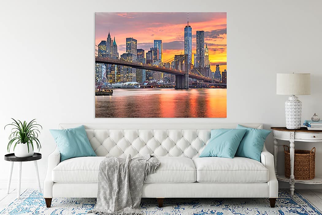 Diamond Painting Adult Painting Kits New York New York USA Lower Skyline The East River at Dusk Home Bedroom Living Room Art Wall Decoration 12"x16" Puzzle art
