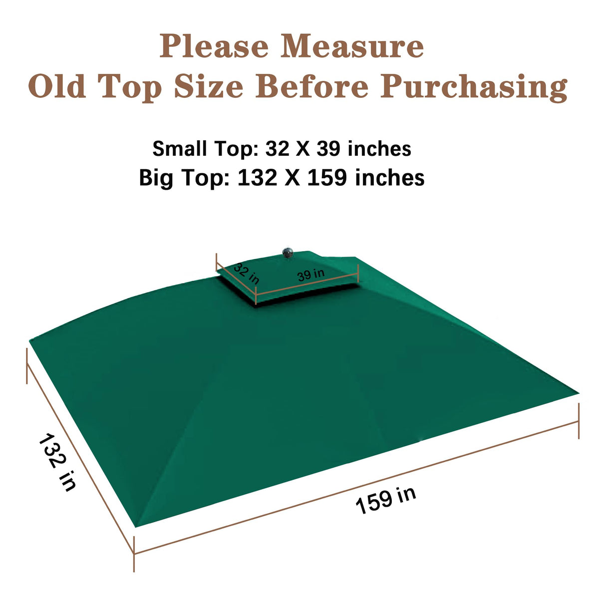 SCOCANOPY Replacement Cover for 10X12 Ft Eagle Brooke Soft Top Gazebo Model A101007600, A101007603, A101007604,(Forest Green) SCOCANOPY